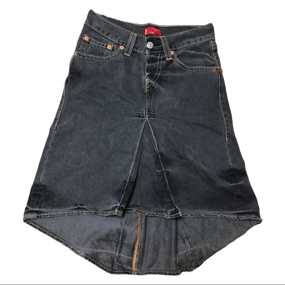 Vtg Levis Type 1 Denim Jean Skirt High Waist Faded